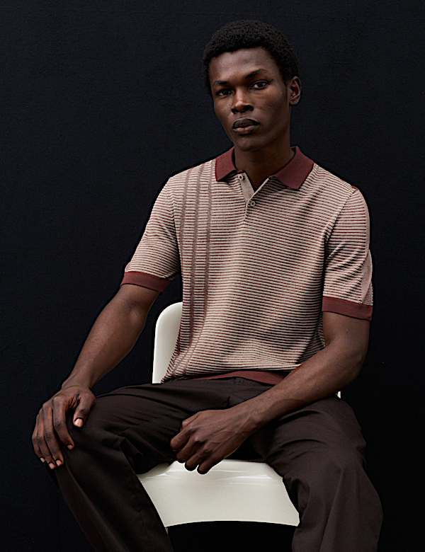 Regular Fit Pure Cotton Knitted Polo Shirt
