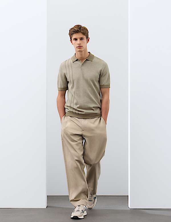 Regular Fit Pure Cotton Knitted Polo Shirt