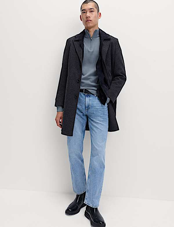 סריג מתערובת כותנה ומודל בטקסטורה עם רוכסן חלקי - IL