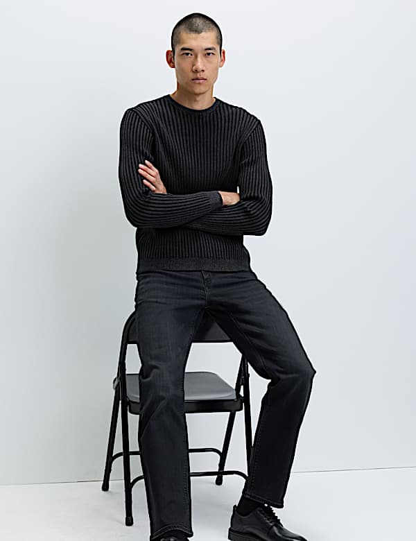 Pure Cotton Garment Dyed Crew Neck Jumper - JP