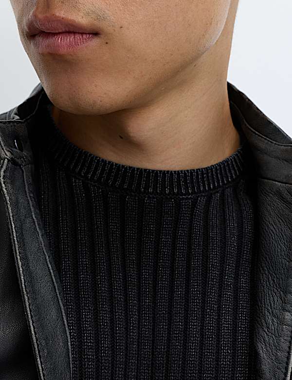 Pure Cotton Garment Dyed Crew Neck Jumper - JP