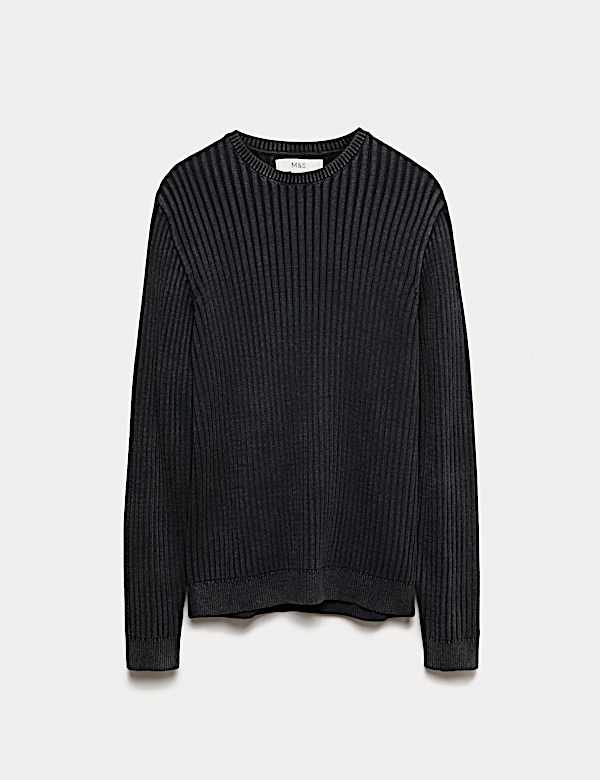 Pure Cotton Garment Dyed Crew Neck Jumper - JP