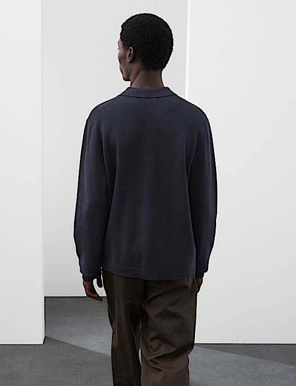 Long Sleeve Knitted Polo Shirt - AL