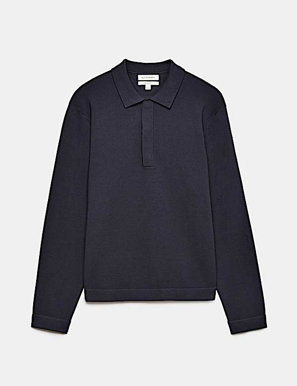 Long Sleeve Knitted Polo Shirt - AL