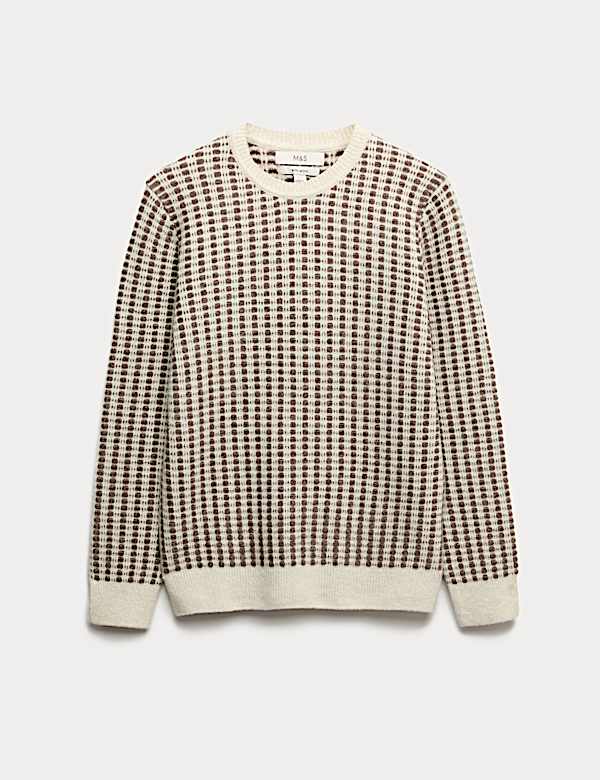 Pull ultra-doux textur&eacute; &agrave; col rond surpiqu&eacute; - BE