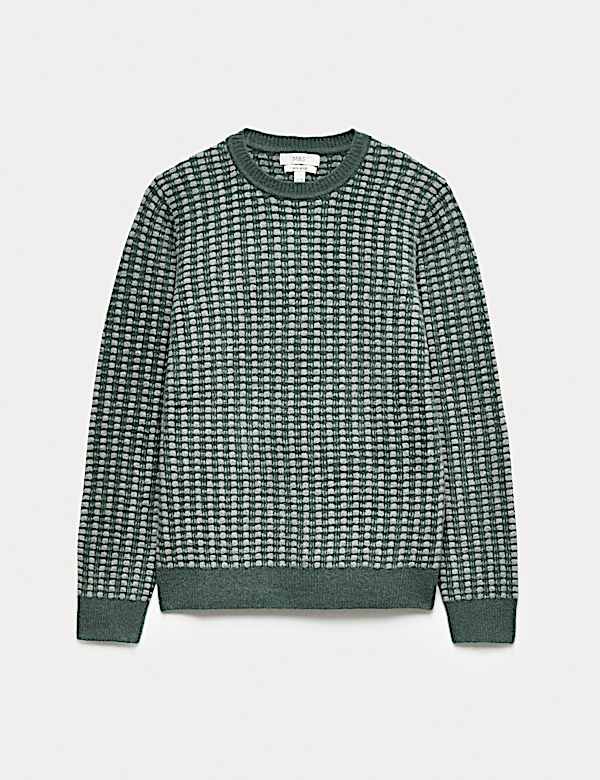 Supermiękki teksturowany sweter z okrągłym dekoltem i szwami - PL