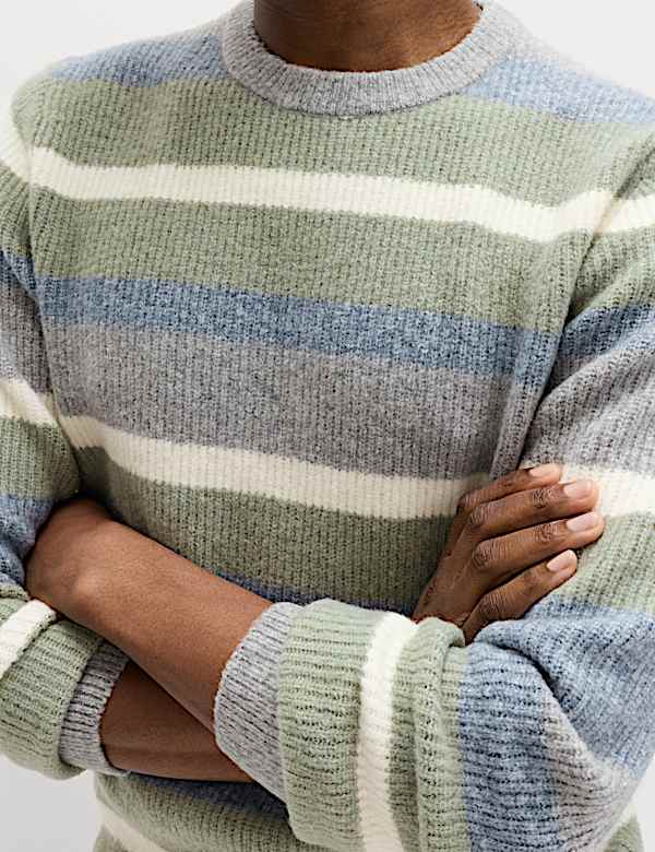 Pull ultra-doux &agrave; col rond et rayures larges - LU