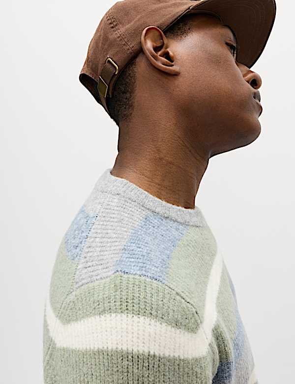 Pull ultra-doux &agrave; col rond et rayures larges - LU