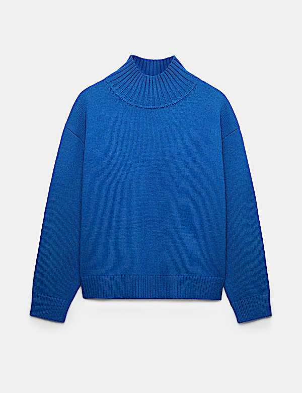Wool Blend Ribbed Funnel Neck Jumper - UA