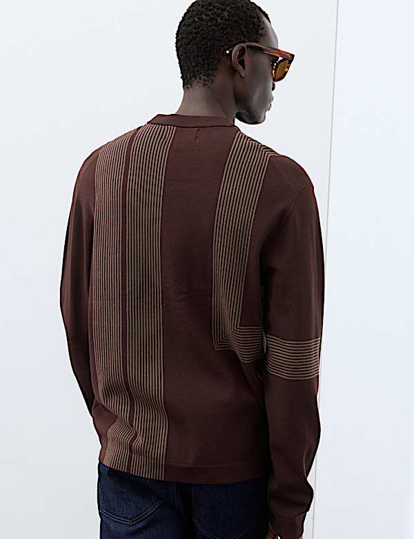 Abstract Linear Rib Crew Neck Jumper - RS