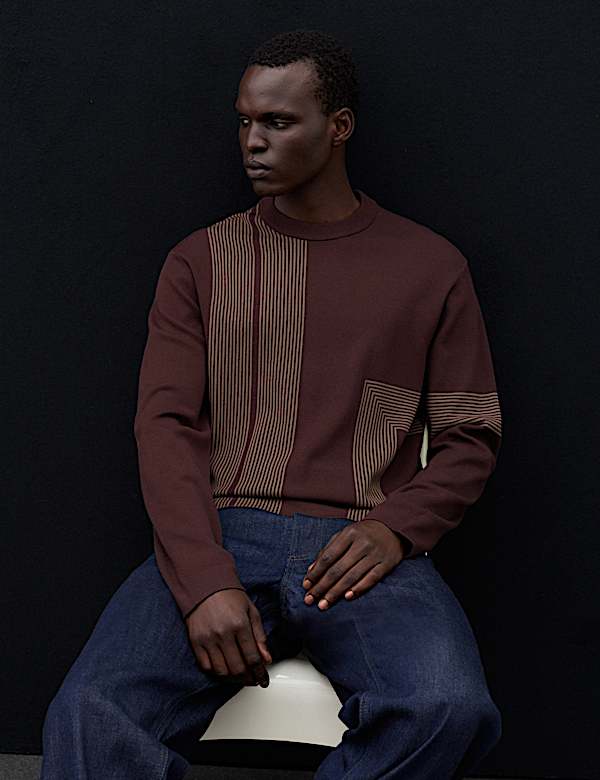 Abstract Linear Rib Crew Neck Jumper - RS