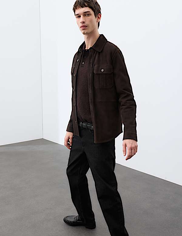 Polo en maille de laine mohair m&eacute;lang&eacute;e - FR