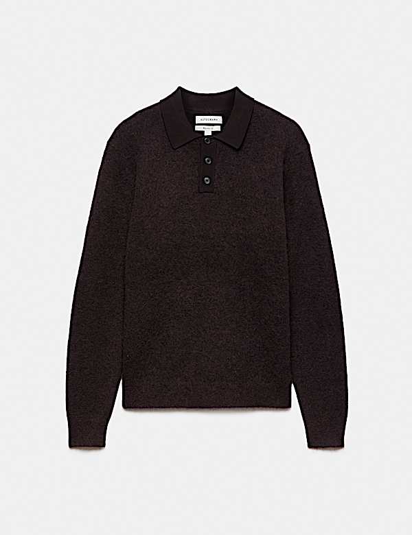 Polo en maille de laine mohair m&eacute;lang&eacute;e - FR