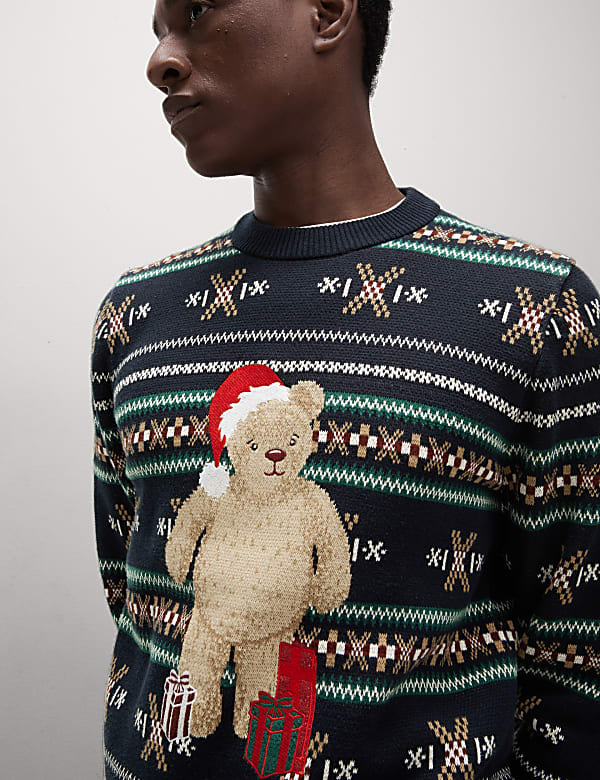 Pure Cotton Spencer Bear Crew Neck Jumper