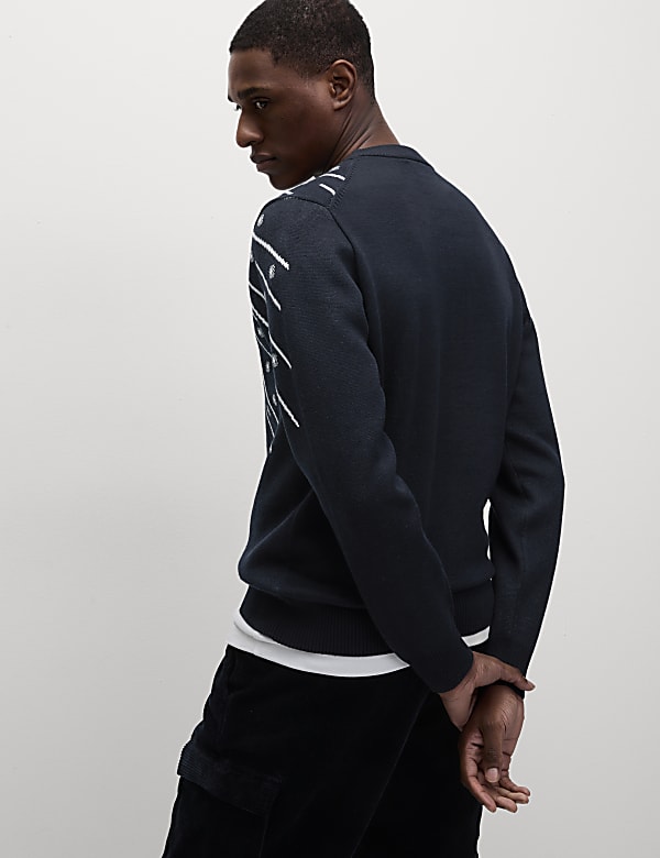 Pull 100&nbsp;% coton &agrave; col rond et motif bonhomme de neige - LU