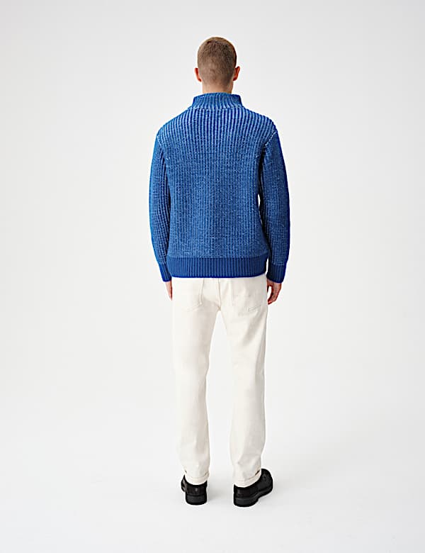 Wool Blend Funnel Neck Plaited Jumper - IT