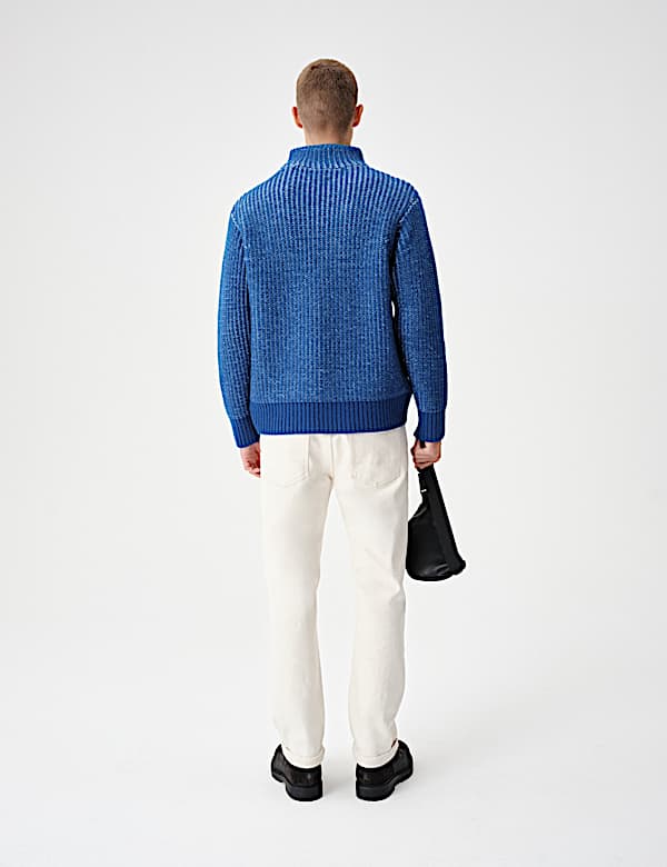 Wool Blend Funnel Neck Plaited Jumper - IT