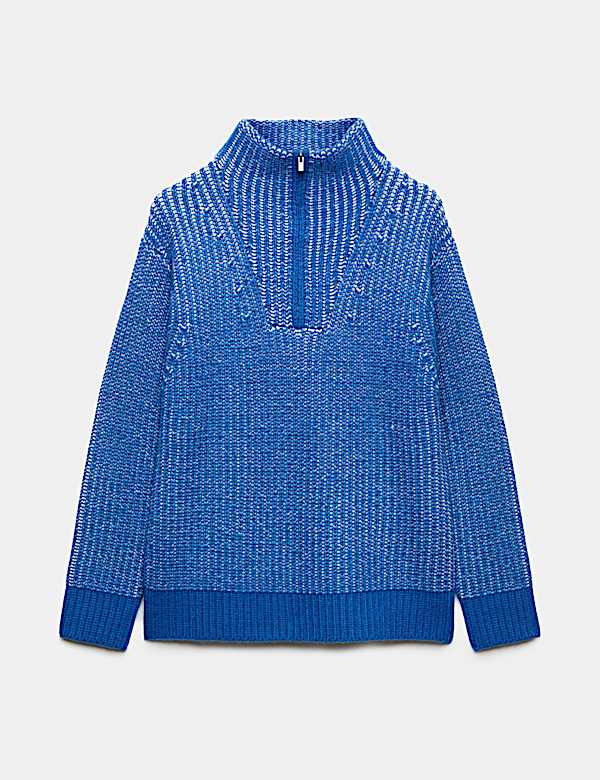 Wool Blend Funnel Neck Plaited Jumper - MX