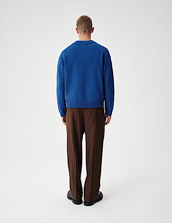 Wool Blend Chunky V Neck Jumper - AT