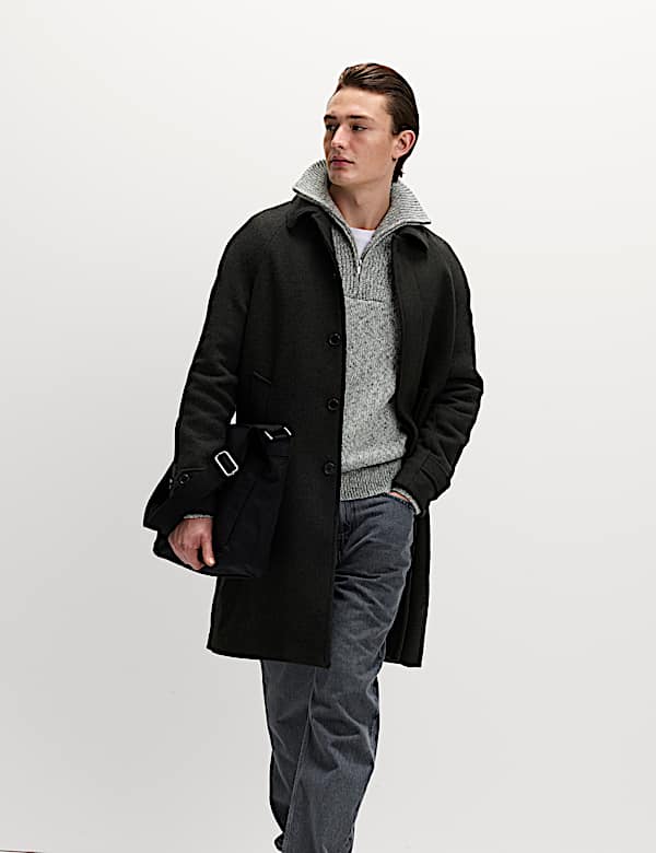 סריג כותנה טהורה עם רוכסן חלקי וצווארון גבוה - IL