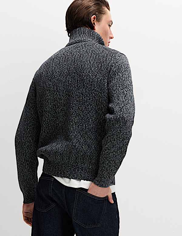 Pure Cotton Half Zip Funnel Neck Jumper - NL