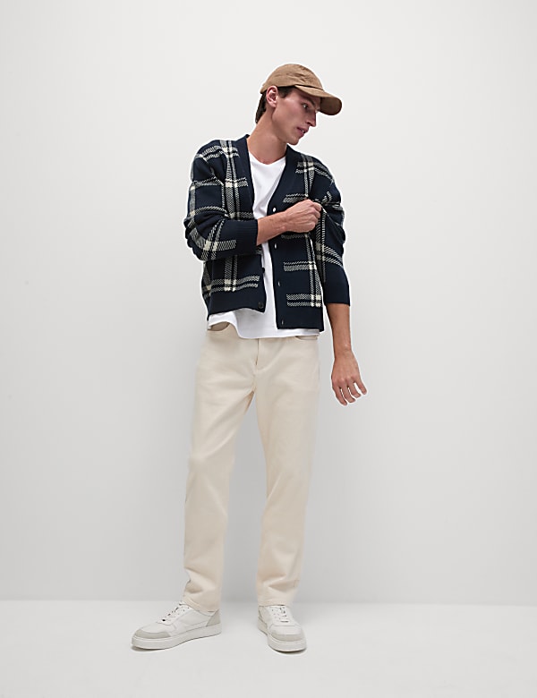 Checked V-Neck Cardigan