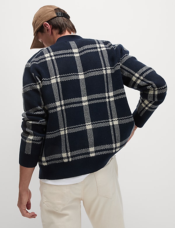Checked V-Neck Cardigan