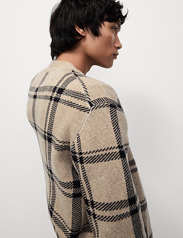 Checked V-Neck Cardigan