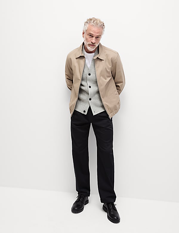 Textured V-Neck Cardigan with Wool - HU