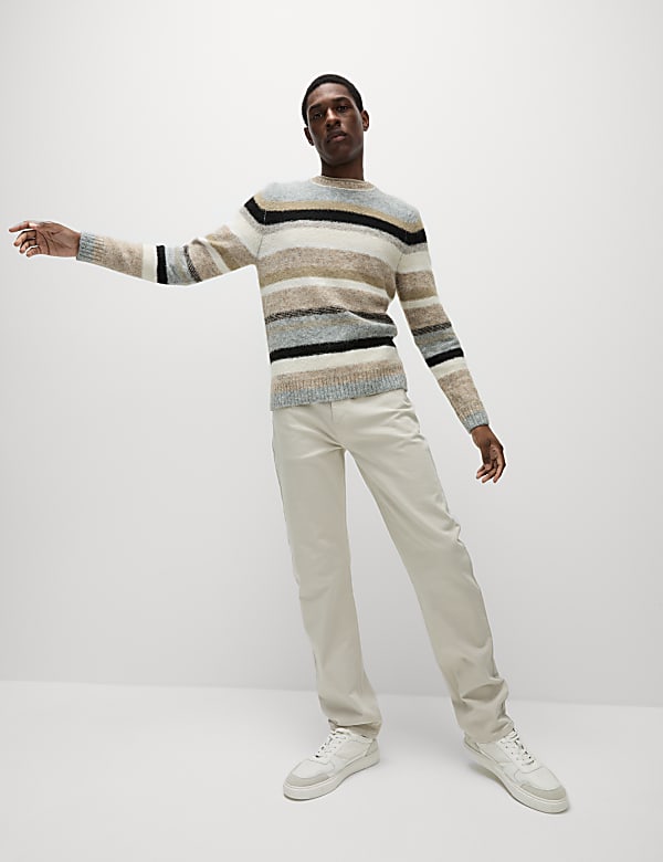Striped Crew Neck Jumper with Wool