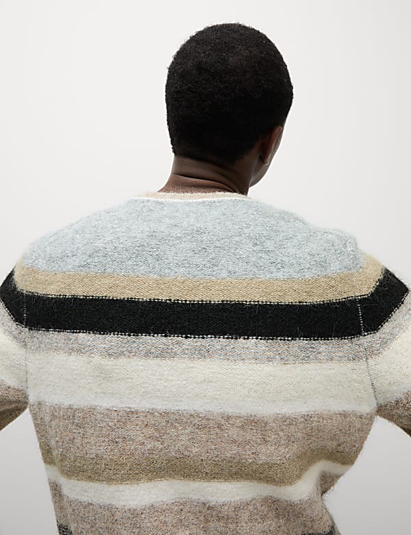 Striped Crew Neck Jumper with Wool