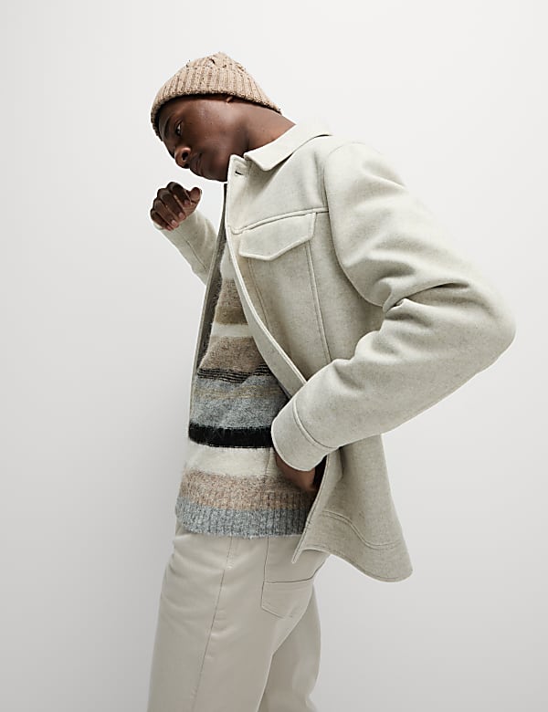 Striped Crew Neck Jumper with Wool