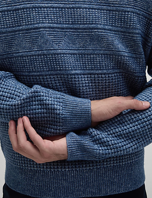 Textured Half Zip Jumper with Wool