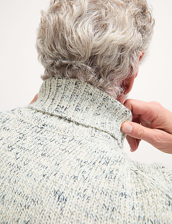 Textured Roll Neck Jumper with Wool