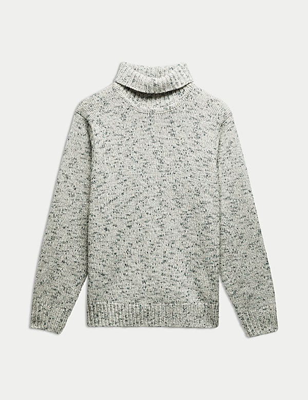 Textured Roll Neck Jumper with Wool - ID
