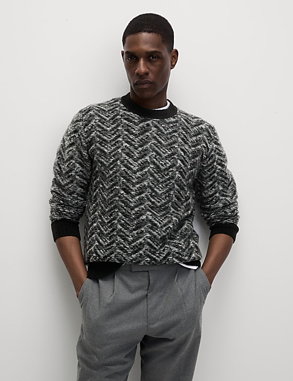 Supersoft with Wool Striped Crew Neck Jumper - IS