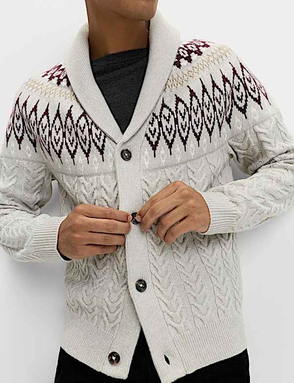 Cárdigan Fair Isle de punto trenzado - US