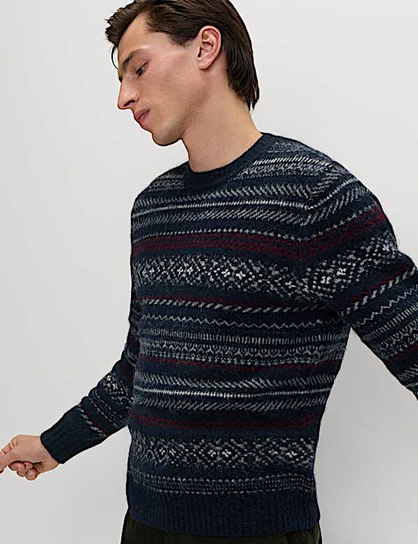 Fair Isle Crew Neck Jumper with Wool - IT