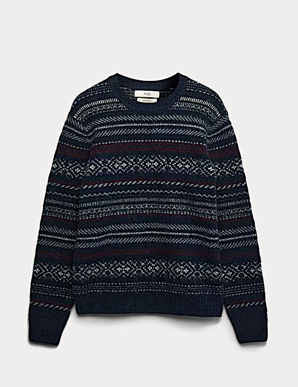 Fair Isle Crew Neck Jumper with Wool - IT