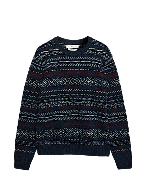 Fair Isle Crew Neck Jumper with Wool