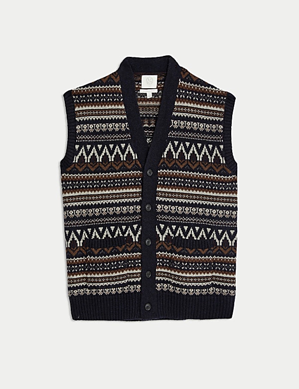 Gilet de costume en laine d&rsquo;agneau m&eacute;lang&eacute;e &agrave; motif jacquard - FR