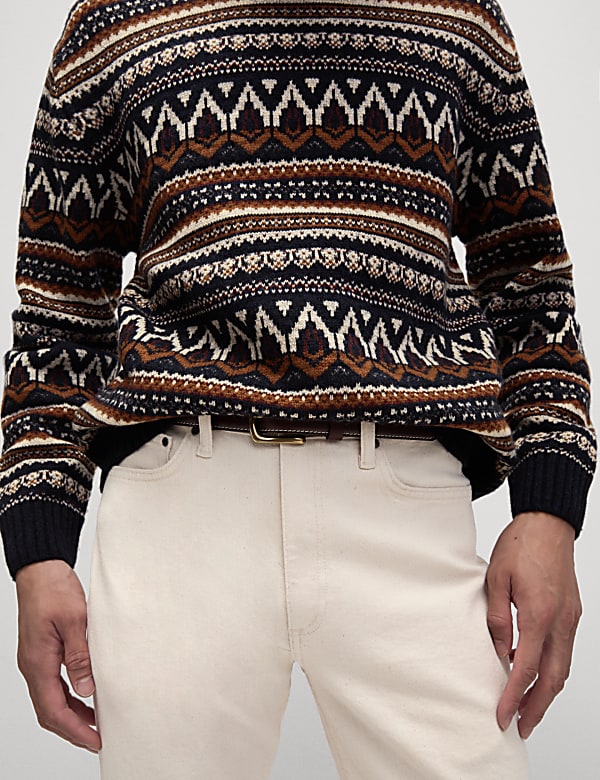 Lambswool Blend Fair Isle Crew Neck Jumper - LU