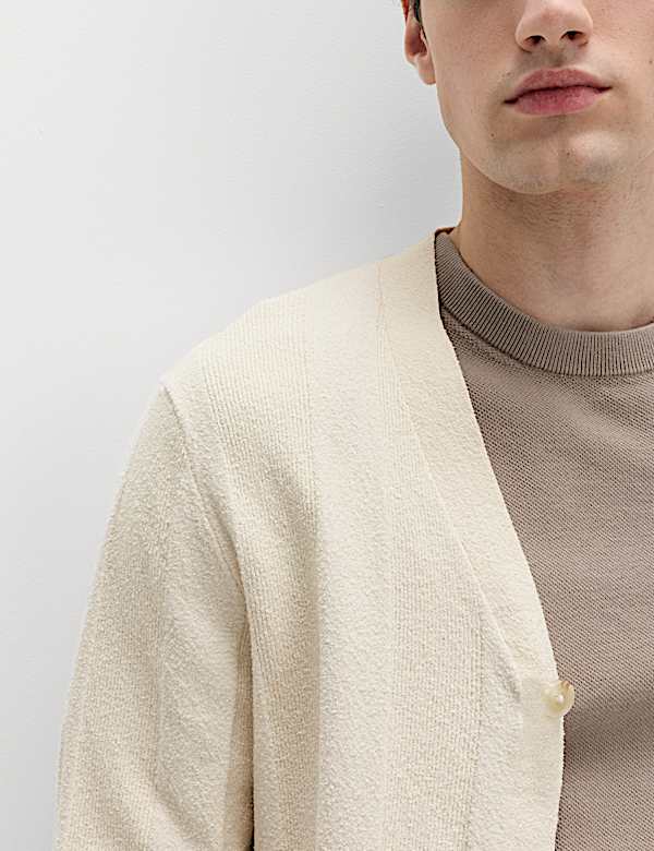 Cardigan en maille de coton boucl&eacute; - CA