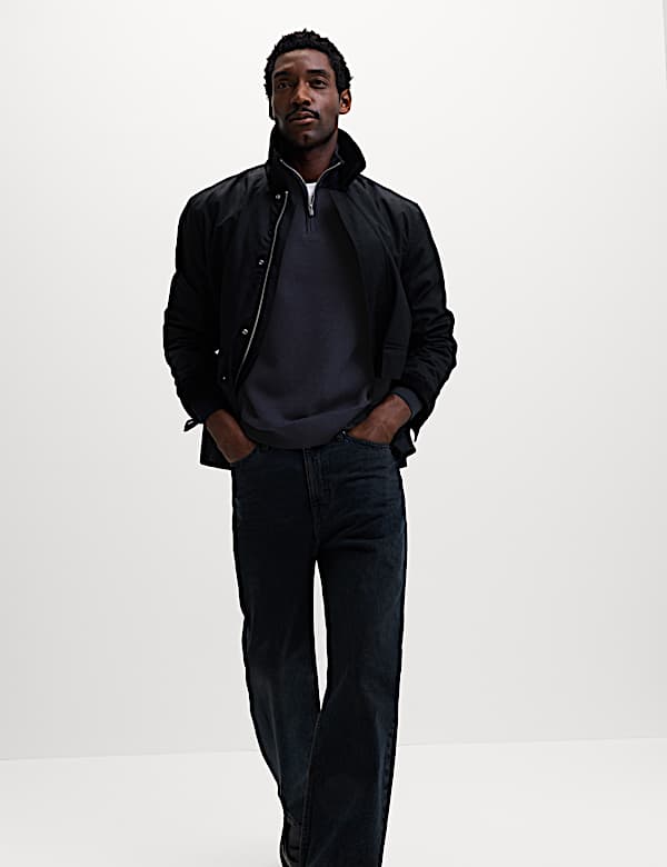 סריג מבד עשיר בכותנה בטקסטורה עם רוכסן חלקי - IL