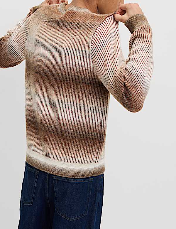 Ombre Stripe Crew Neck Jumper with Wool - GR