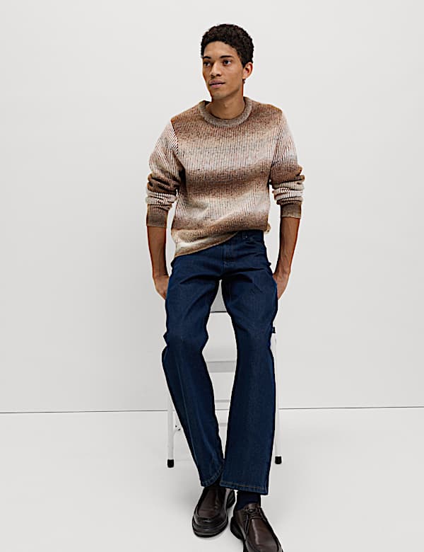 Ombre Stripe Crew Neck Jumper with Wool - GR