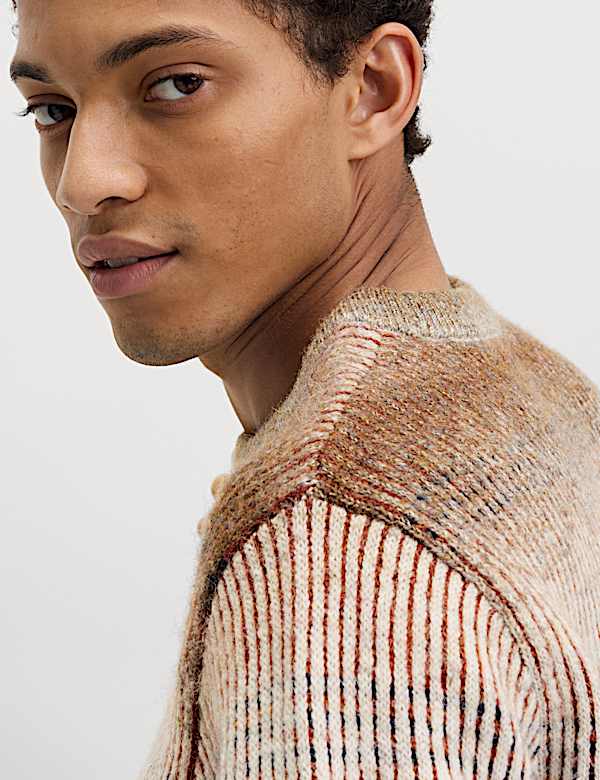 Ombre Stripe Crew Neck Jumper with Wool - GR