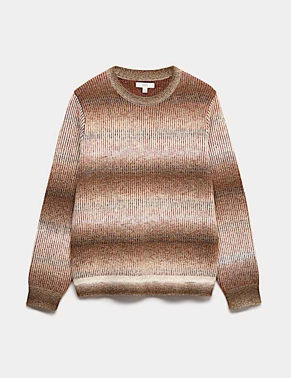 Ombre Stripe Crew Neck Jumper with Wool - GR