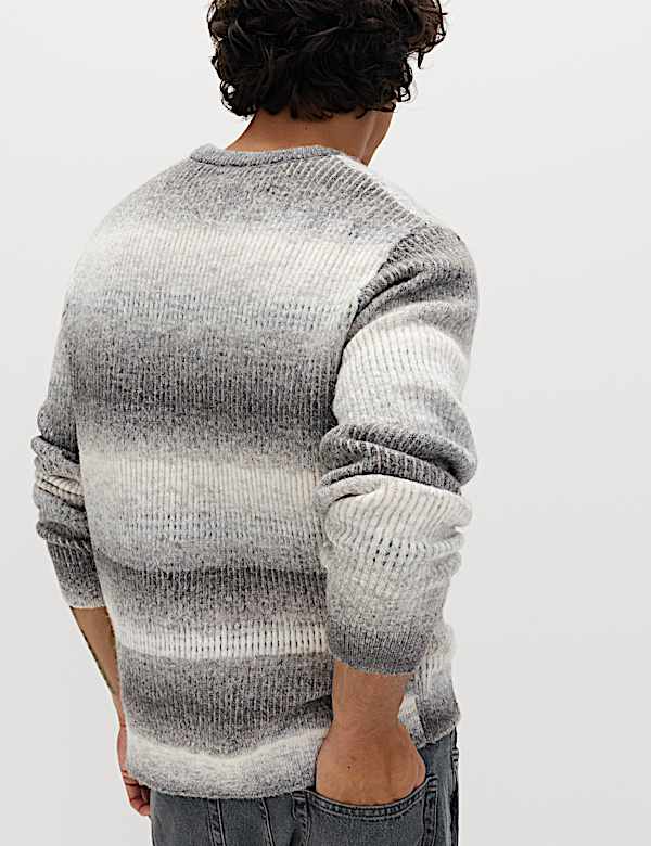 Ombre Stripe Crew Neck Jumper with Wool - AL