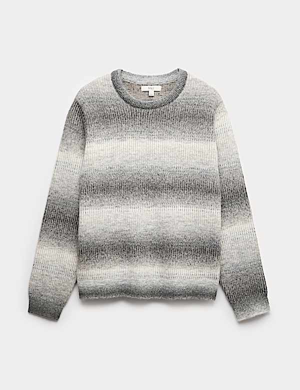 Ombre Stripe Crew Neck Jumper with Wool - AL